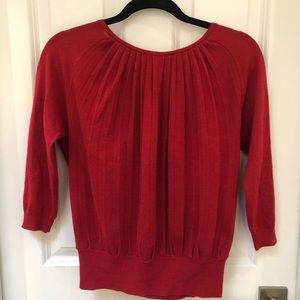 LOFT red pleated scoop neck sweater